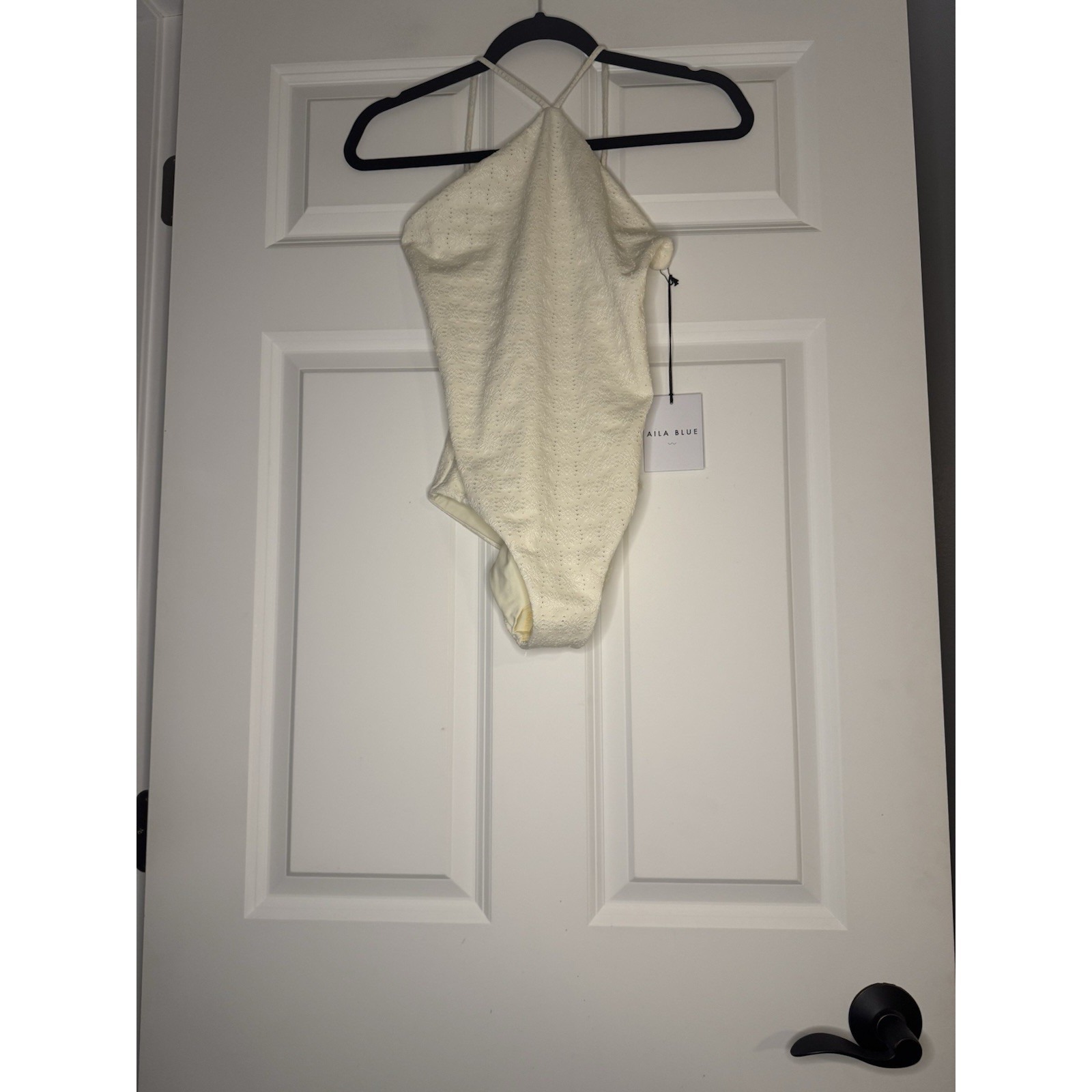 Aila Blue Free People Amara One Piece Swimsuit Ivory Eyelet Large Nwt 226